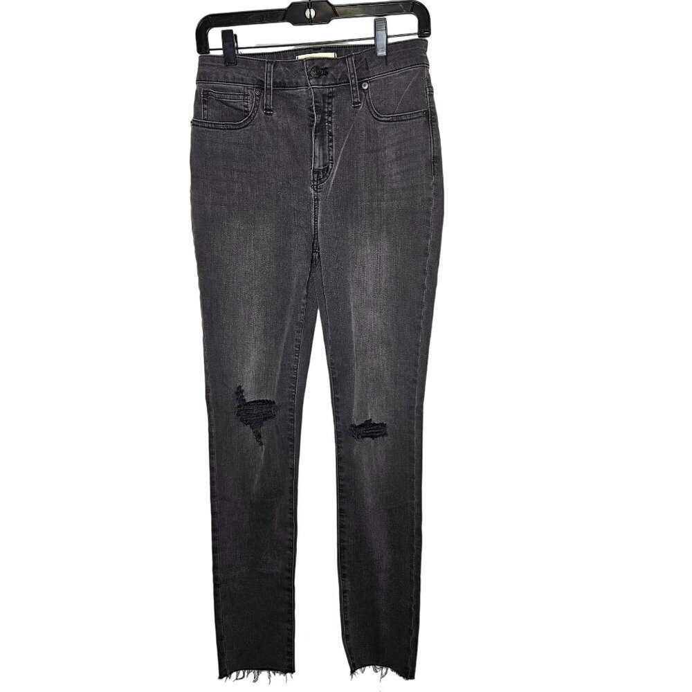 Madewell Curvy High-Rise Skinny Jeans W26 Black Distressed Denim Size‎ 26